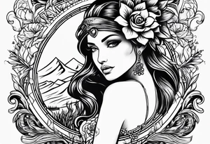 Western floral leather stamp tattoo idea