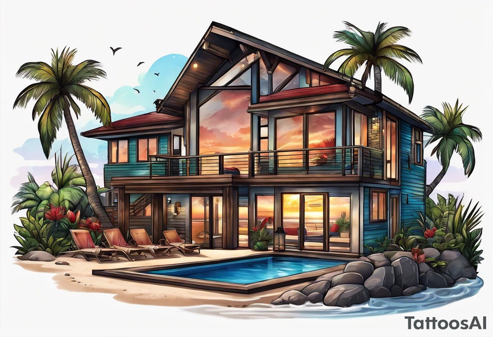 Beach house tattoo idea
