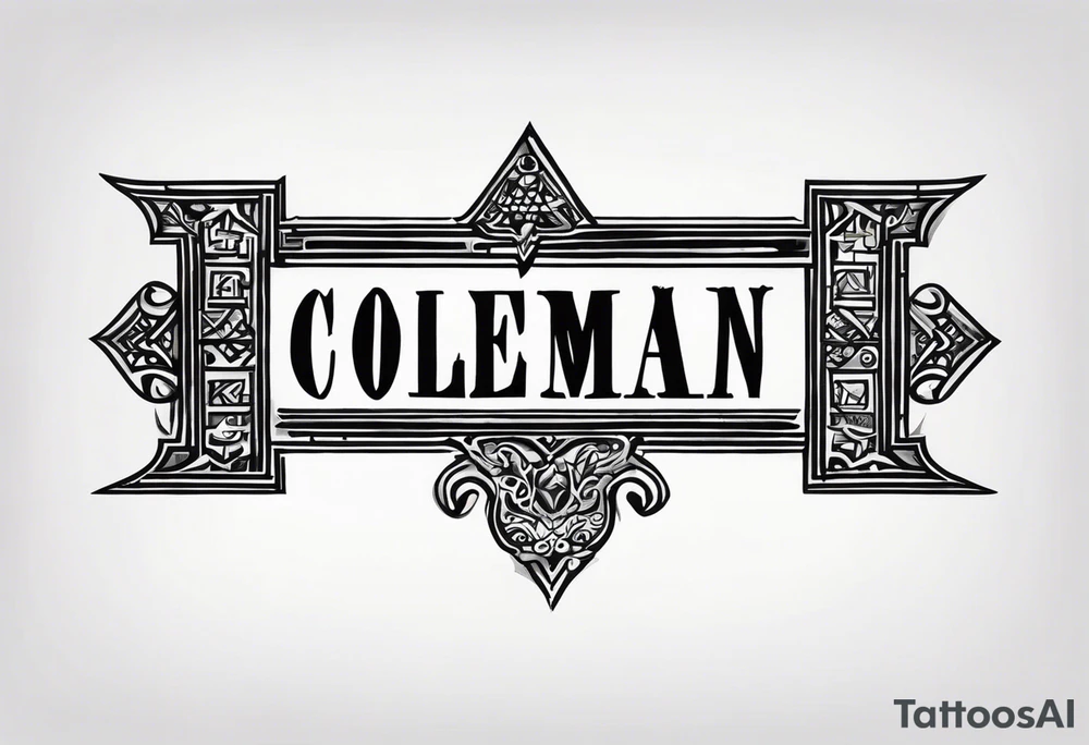 the word coleman in greek font tattoo idea