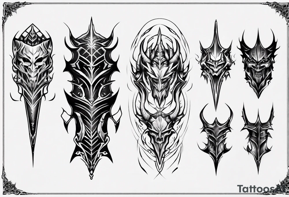 Demonic leg armor tattoo idea