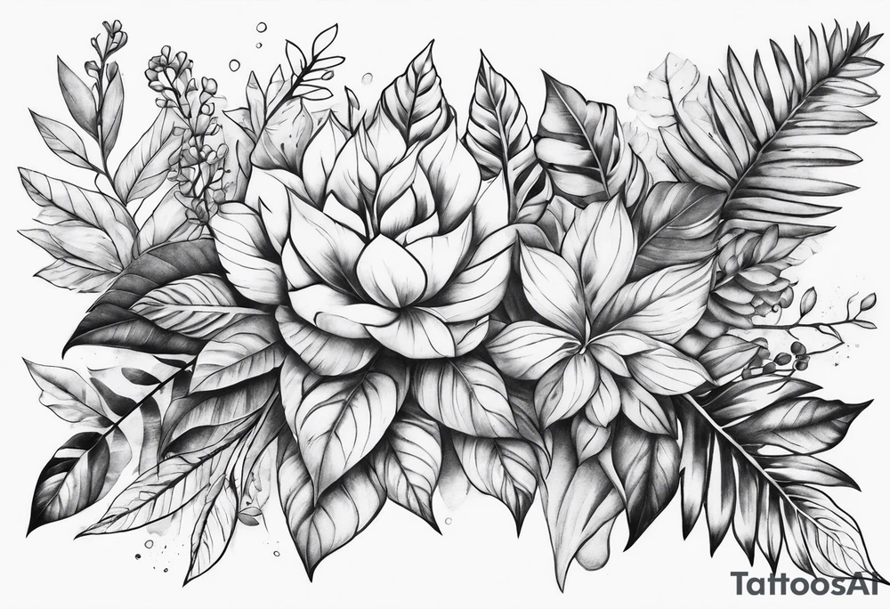 Foliage arm sleeve tattoo idea