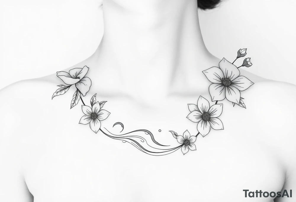 Waves, summer, flowers tattoo idea