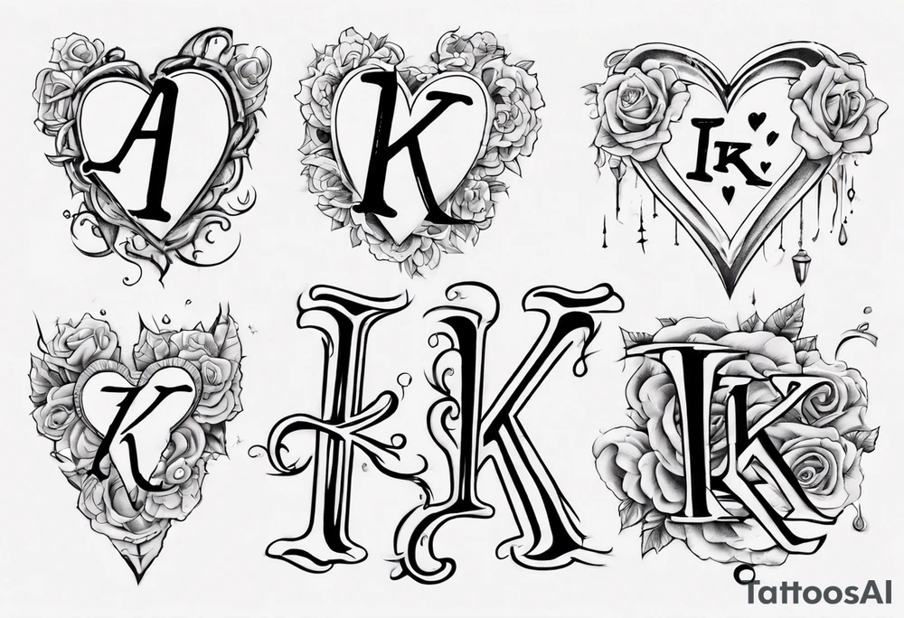 through thick and thin with a heart and the letters A and K tattoo idea