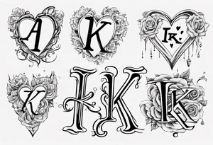 through thick and thin with a heart and the letters A and K tattoo idea
