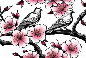 Cherry blossom with 3 doves tattoo idea