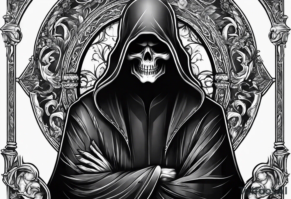 grim reaper no face skull tattoo idea
