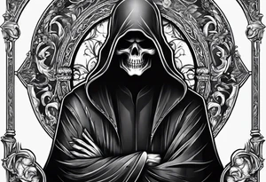 grim reaper no face skull tattoo idea