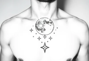 Moon and stars tattoo idea