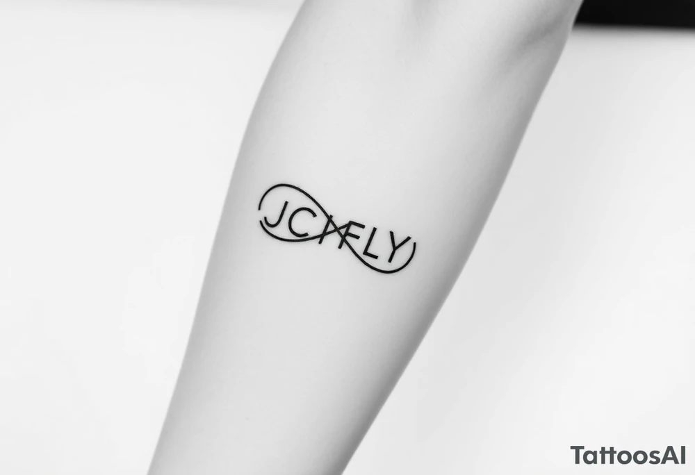 A small tattoo to go on my inner forearm with the letters JCIFLY in an infinity symbol shape more enclosed and smaller tattoo idea