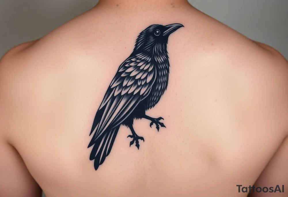 Geometric design of crow with dark shading  for forearm tattoo idea