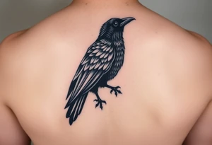 Geometric design of crow with dark shading  for forearm tattoo idea