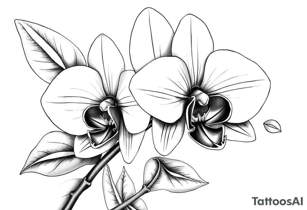 Orchid realistic with a mix with vagin tattoo idea