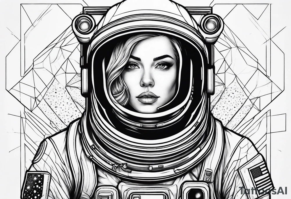 astronaut, detailed, simple tattoo idea