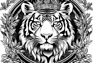 Tree of life with a tiger and a crown tattoo idea
