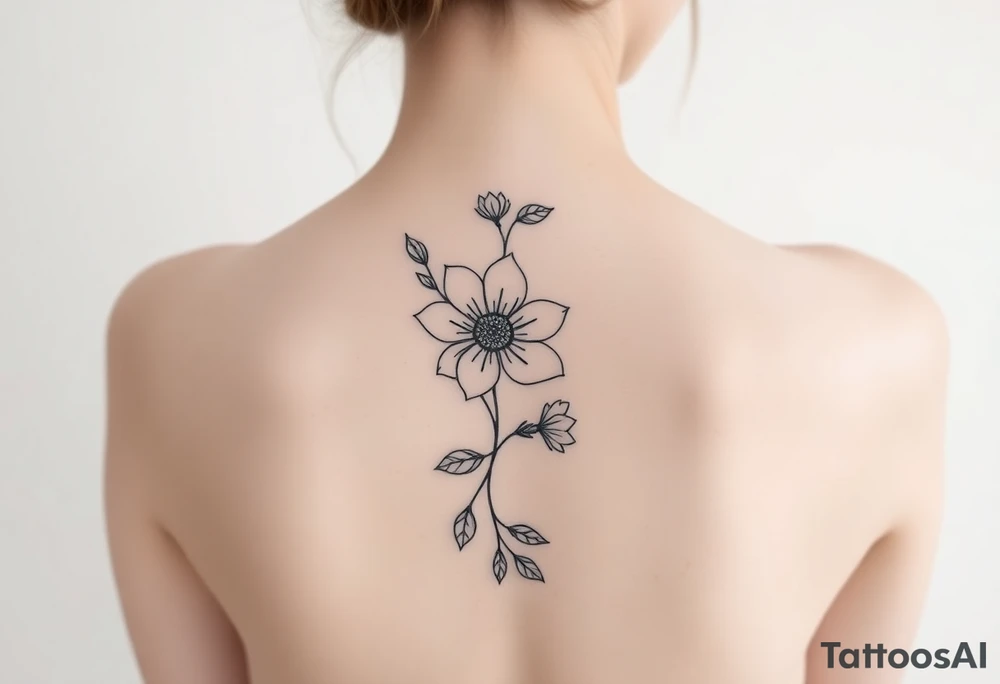 flower going down spine tattoo tattoo idea