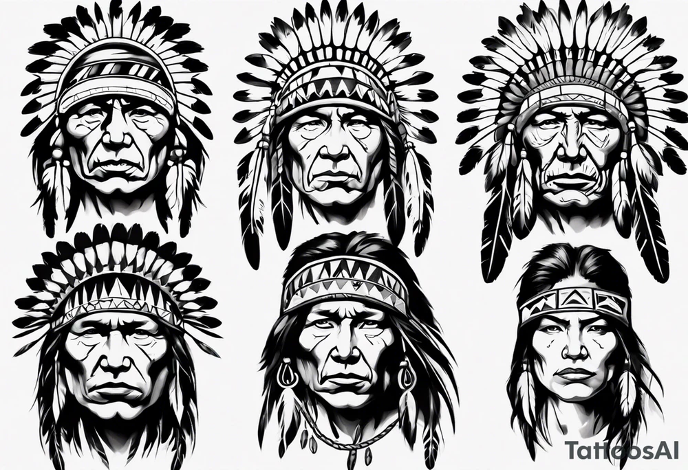 Native American face realism tattoo idea
