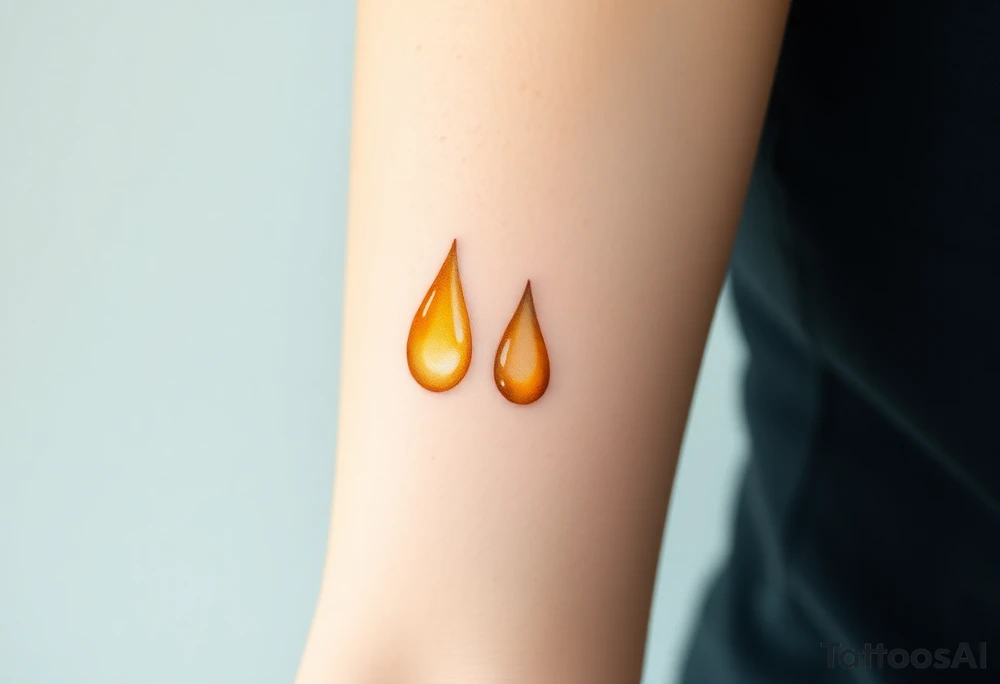 A pair of teardrops cascading from the eyes, in shades of golden yellow and pale peach, symbolizing the quiet release of grief tattoo idea