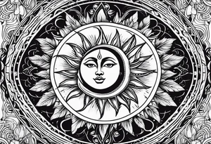 Sun moon pattern tattoo idea