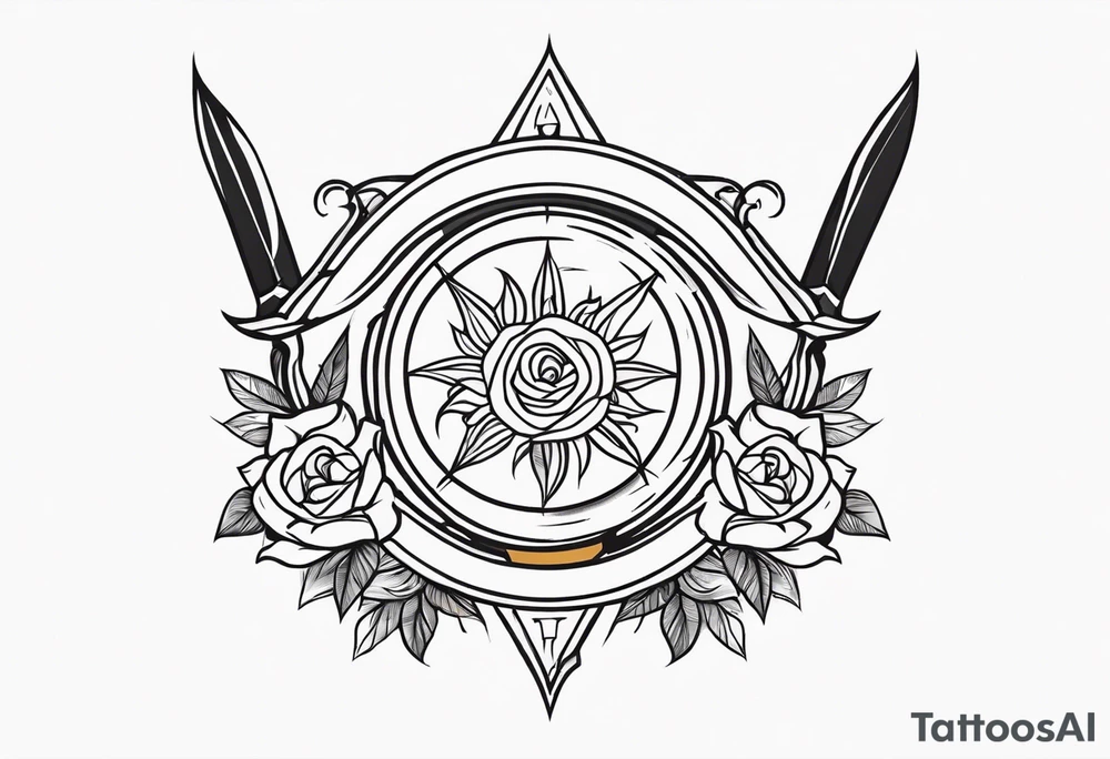 Sun rose and dagger tattoo idea