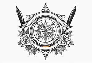 Sun rose and dagger tattoo idea