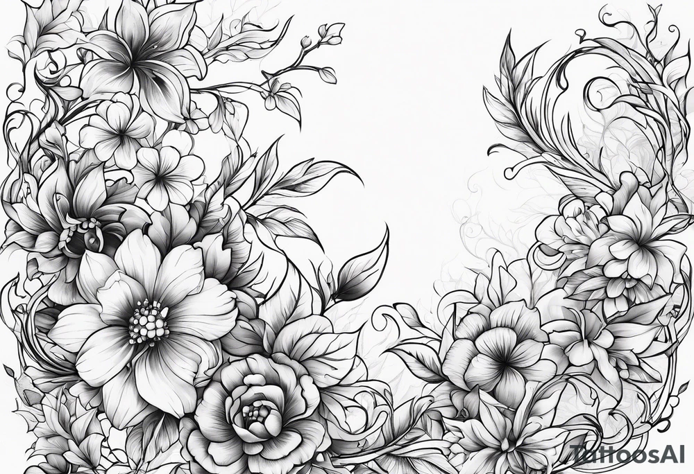 Flowers and plants tattoo idea