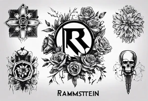 Rammstein logo with flowers around tattoo idea