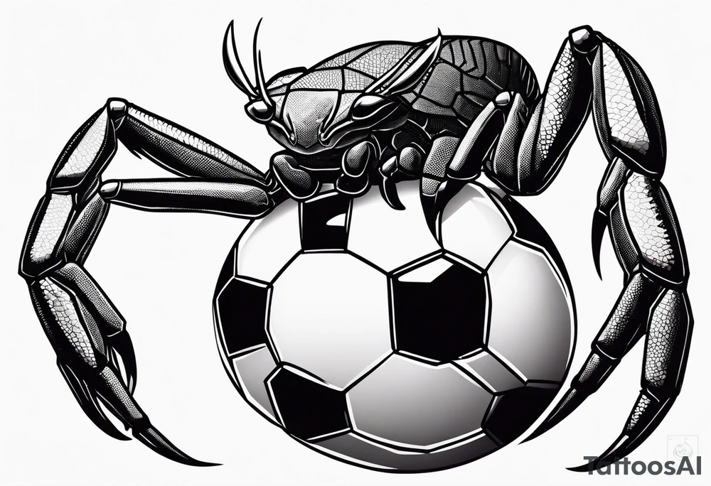 Yabbie holding a soccer ball with big claws tattoo idea