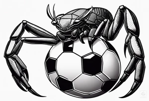 Yabbie holding a soccer ball with big claws tattoo idea