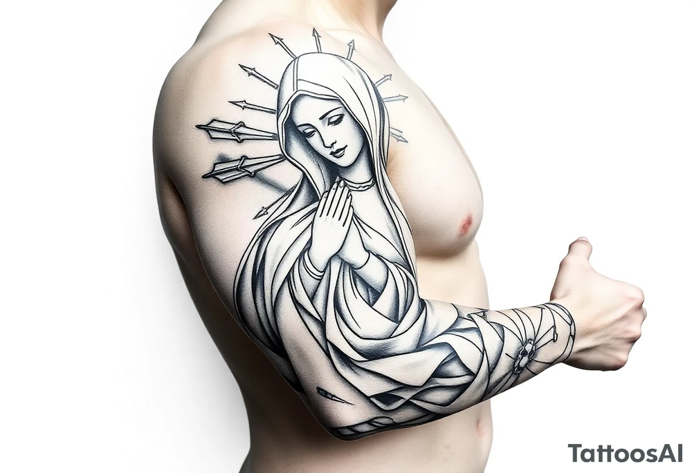 Religious Chicano Virgin Mary tattoo idea