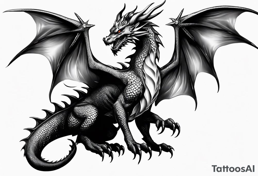 Beautiful female dragon with wings spread tattoo idea Beautiful female dragon with wings spread tattoo idea