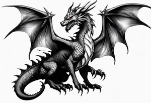 Beautiful female dragon with wings spread tattoo idea