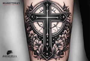 Cross with American flag tattoo idea