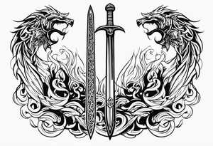 Valhalla sword  fire chains tattoo idea