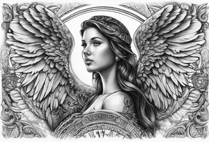 Numbers 327 included, angel watching over you, growth, change, team work, family, connection, deep sigh of relief, guide change in life tattoo idea