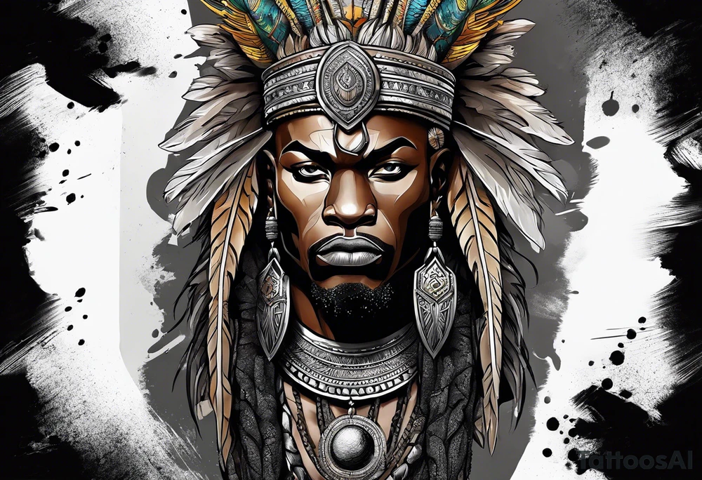 Forearm tattoo of a African warrior with a lion tattoo idea