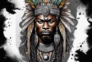 Forearm tattoo of a African warrior with a lion tattoo idea
