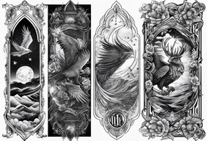 Harry Potter arm sleeve magic tattoo idea