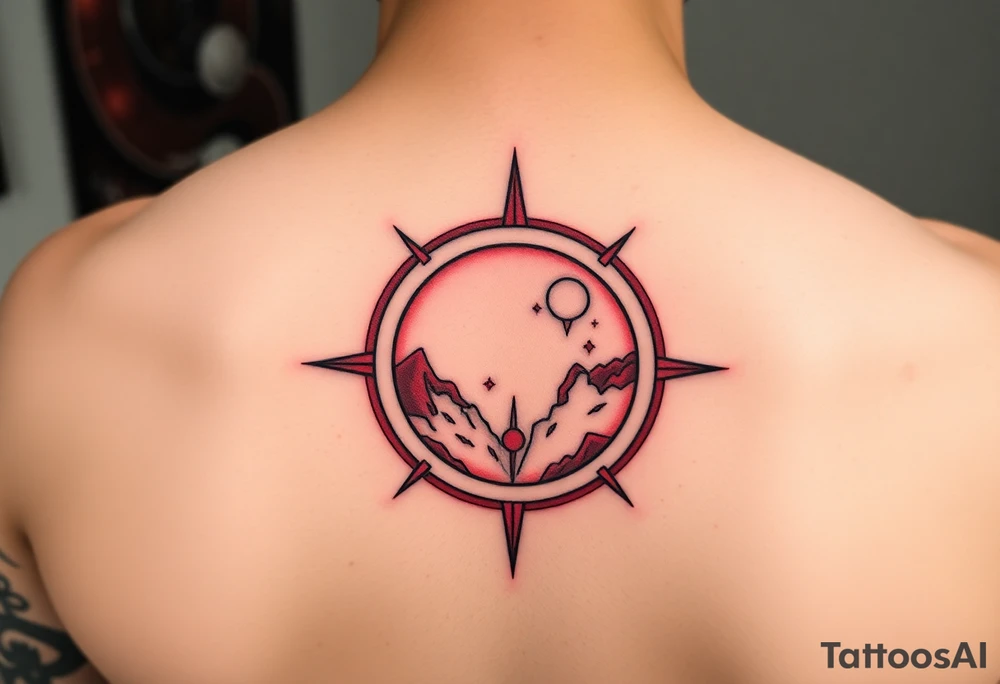 round tattoos with space theme. It can have red color tattoo idea