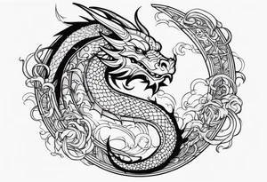 Dragon in lumbals man tattoo idea