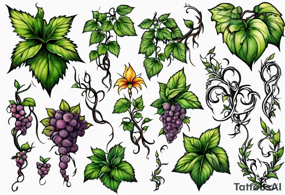 Plant powered with growing vines tattoo idea