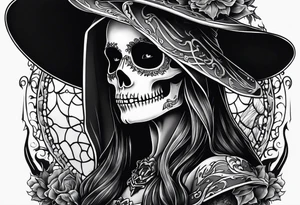lady skeleton grim reaper satan tattoo idea