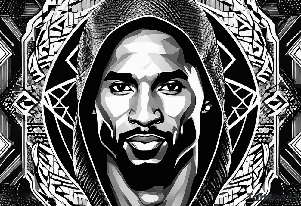 Kobe Bryant logo made with geometrical snake scales tattoo idea