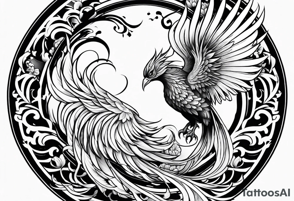 traditional Japanese phoenix no background tattoo idea