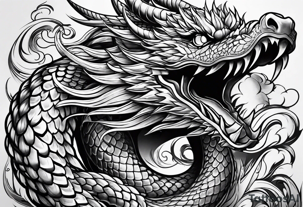 Snake dragon phoenix tattoo idea