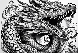 Snake dragon phoenix tattoo idea