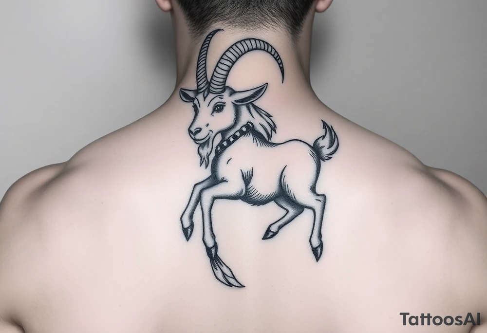 ignorant style capricorn sea goat with fish tail tattoo black and white sketchy tattoo idea