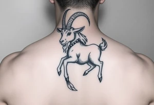 ignorant style capricorn sea goat with fish tail tattoo black and white sketchy tattoo idea