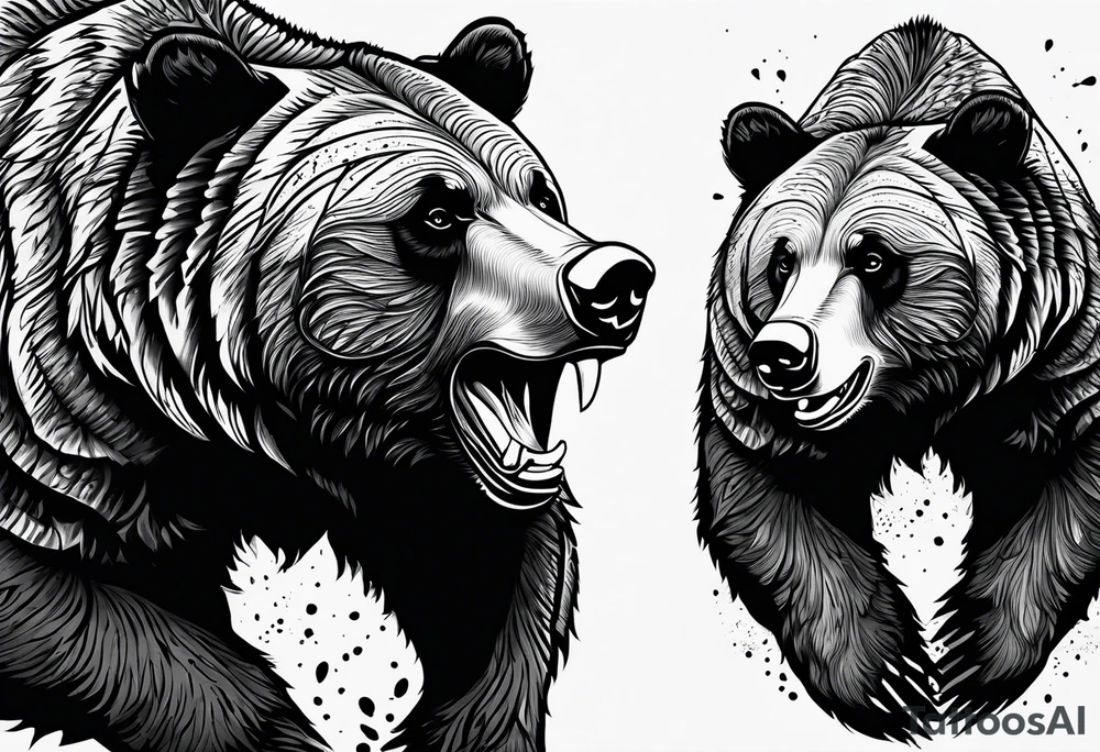 Grizzly Bear with a look of strength in their eyes tattoo idea
