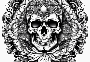 blackout style with skull arm desings tattoo idea