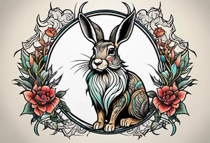 neo traditional jackelope tattoo idea
